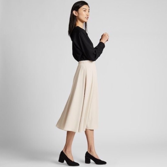 Uniqlo Dresses & Skirts - UNIQLO Drape Circular Midi Skirt in Natural